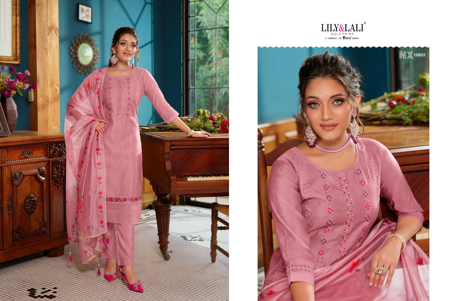Lucknowi Nx By Lily And Lali Chanderi Silk Readymade Suits Catalog